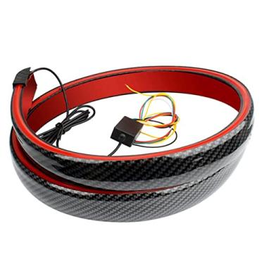 Imagem de SOCAL-LED 1x 130 cm LED Spoiler Barra de Luz da Porta Traseira Freio Multifuncional, Sinal, Emergência, Luz Traseira, Cor Vermelho Brilhante, Textura de Fibra de Carbono, Ajuste universal para carros