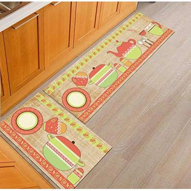 Imagem de SHENGANG Tapete de cozinha Antiderrapante Moderno Área Tapetes Sala de estar Varanda Banheiro Tapete Impresso Tapete Corredor Tapete de Banho, 10,50x120cm