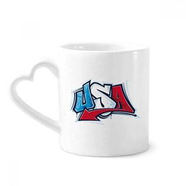 Imagem de Caneca de grafite com palavras estilo americano EUA caneca de café cerâmica copo de coração de vidro