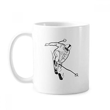 Imagem de Caneca preta com estampa esportiva de inverno cerâmica xícara de porcelana de café