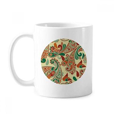 Imagem de Caneca de cerâmica com estampa abstrata e ponta de folha de flor cerâmica xícara de porcelana de café