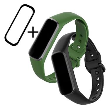 Imagem de 2 Pulseiras de Silicone marca 123smart Compativel com Galaxy Fit 2 Sm-r220 + Pelicula 3d nanogel