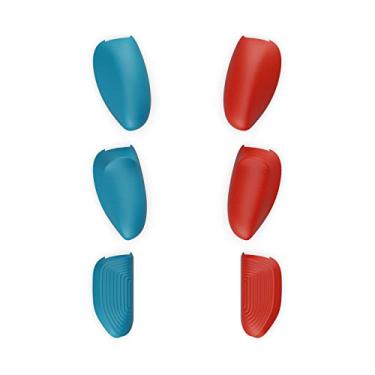 Imagem de Skull & Co. Conjunto de aderências intercambiáveis para NeoGrip, JoyGrip e GripCase Crystal: Snap/Trigger/Plus [3 pares] para Nintendo Switch OLED e modelo regular - Azul neon e Vermelho neon