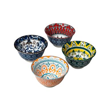 Imagem de Conjunto de Mini Bowls em Cerâmica 4 Peças Estampas Coloridas