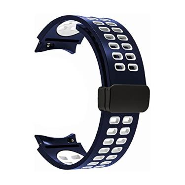 Imagem de Pulseira Esportiva Fecho Magnetico Preto LTIMPORTS, compativel com Galaxy Watch 6 - Galaxy Watch 5 - Galaxy Watch 4 (Azul/Branco)