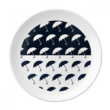 Imagem de Guarda-chuva branco preto para chuva, placa decorativa de porcelana salver louça de jantar
