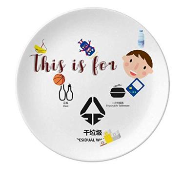 Imagem de Prato de porcelana Dry Garbage Vaso de lixo para jantar redondo Prato menino homem