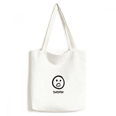 Imagem de Surprise, branca, fofa, estampa de chat feliz, sacola de compras, bolsa casual