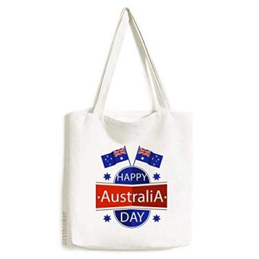 Imagem de Austrália Happy Australia Day Flag Tote Canvas Bag Shopping Satchel Casual Bolsa