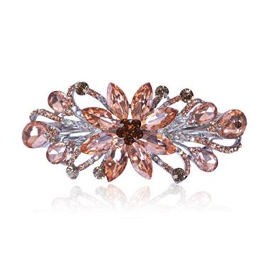 Imagem de Sankuwen Presilha de cabelo com strass com design de joias de luxo de flor, também perfeito para o dia das mães (laranja)
