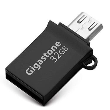 Imagem de Gigastone Pen Drive OTG USB 3.0 de 32 GB com interfaces duplas USB e micro USB, 2 portas, cartão de memória de liga de metal durável