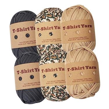 Imagem de YIJU Pacote com 6 camisetas de fio de malha fio de 196 jardas comprimento total tecido macio fio para bolsas de artesanato suprimentos de tricô para, Conjunto C