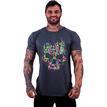 Imagem de Camiseta Longline Masculina MXD Conceito Estampas Variadas (EG, Grafite Caveira)