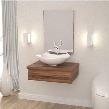 Imagem de Conjunto para Banheiro Gabinete com Cuba Abaulada L42 600W Metrópole Compace Nogal