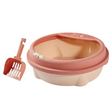 Imagem de Generic Caixa de areia para gatos Bandeja de areia para gatos à prova de respingos destacável fácil de limpar comadre para gatos pequenos gatinhos, Rosa Grande