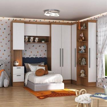 Imagem de Quarto Infantil Completo 5 Peças Ella Espresso Móveis Nogal/Branco
