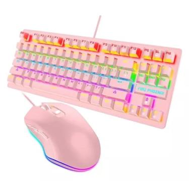 Imagem de Kit Teclado Mouse Mecânico Abnt2 Gamer Rgb Led Switch Blue Mousepad Luuk Young Be-k1 Rosa
