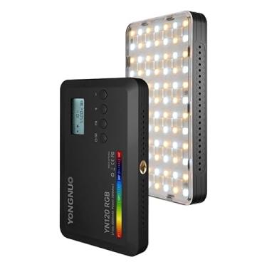 Imagem de Mini luzes LED YONGNUO YN120RGB, luz de vídeo para câmera 360 iluminação portátil colorida para fotografia com 3 sapatos frios, 3000mAh 8W CRI recarregável 95+ 2500-9900K temperatura colorida