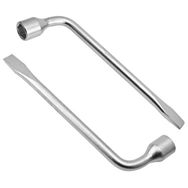 Imagem de Bettomshin 2 peças 22 mm/0,87" chave de roda de pneu sobressalente de carro para macaco, 275 mm/10,83" comprimento tipo L soquete de extremidade ranhurada, chave de roda ferramenta de reparo para construção de máquinas de carpintaria