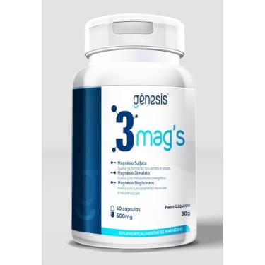 Imagem de 3mag´s Suplemento de Magnésio - (Bisglicinato, Malato, Sulfato) - Genesis. (1)