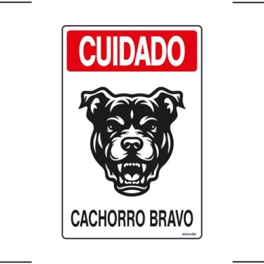 Imagem de Placa De Sinalização Cuidado Cachorro Bravo 20x30 Ekomunike - P-6 F9e