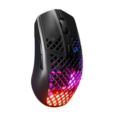 Imagem de SteelSeries Aerox 3 Wireless - Mouse para jogos Holey RGB - Design ultraleve resistente à água - Sensor óptico TrueMove Air 18K DPI - ônix