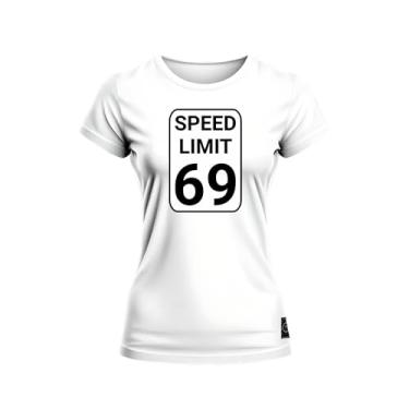 Imagem de Baby Look T-Shirt Algodão Premium Estampada Speed Limited Branco M