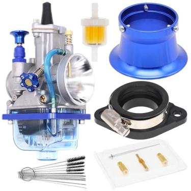 Imagem de PWK Carburador de 34 mm, carburador universal Mortorcycle Racing com boia azul copa buzina coletor de admissão adequado para motor 2T 4T scooter motocicleta ATV Quad Pit Bike 200cc-250cc