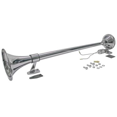 Imagem de Buzina a Ar Universal Caminhões Marítima 1 Corneta Cromada Com Válvula Boca Redonda Bivolt - VETOR - VT058