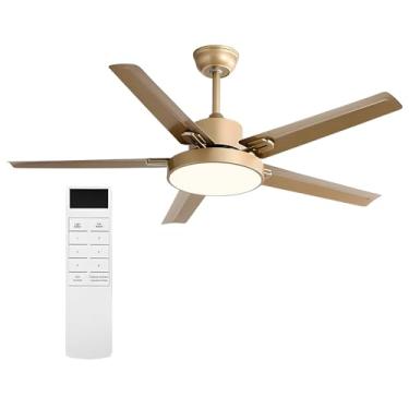 Imagem de Ventiladores De Teto Modernos Com Luzes, Ventilador De Teto Com Controle Remoto, Ventiladores De Teto Com Lâminas, Para Pátio, Quarto, Sala De Estar (Color : Style 2, Size : 52in)