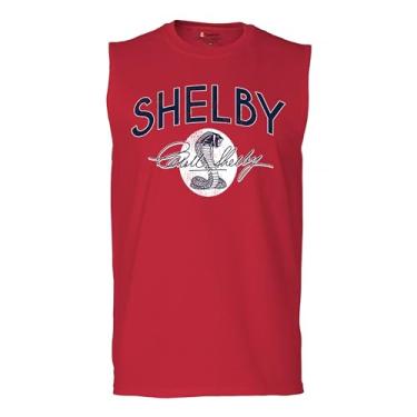 Imagem de Camiseta masculina vintage com logotipo Shelby Cobra American Legendary Mustang 427 GT500 GT350 Performance Powered by Ford, Vermelho, P