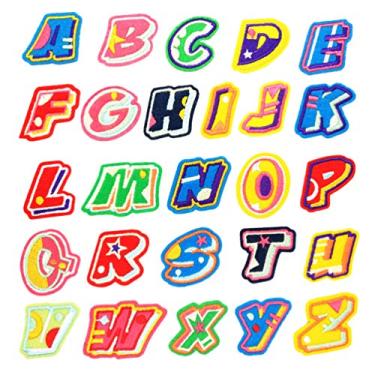 Imagem de CHUNCIN - Remendos bordados ferro sobre letras letras alfabeto número aplique para roupas infantis jaquetas camiseta jeans saia coletes 26 letras (cor: 26 letras)