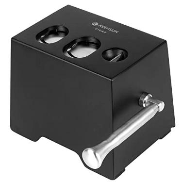 Imagem de KEENSUN Cortador de charuto de mesa quádrupla de aço inoxidável 3 em 1, corte plano de guilhotina de 2 furos e corte em V de 1 furo, cortadores retos de calibre de anel 60 e 70, cortador em V de