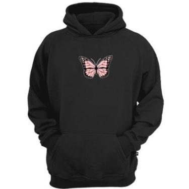 Imagem de Casaco moletom borboleta rosa blusão frio butterfly unissex-Unissex