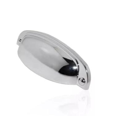 Imagem de Puxador Concha Cozinha Porta Móveis Gaveta Armário Kit Com 6 Unidades (Cromado)