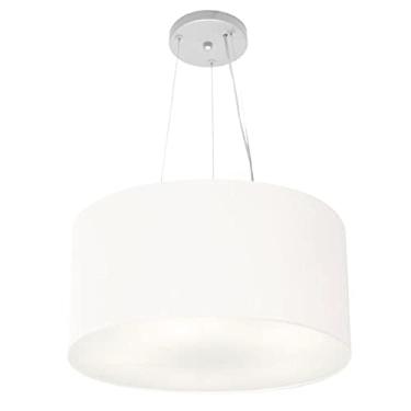 Imagem de Lustre Pendente Cilíndrico Cúpula Tecido 45x21 cm, Vivare Iluminação, Pendente4185 BR, Branco, Médio
