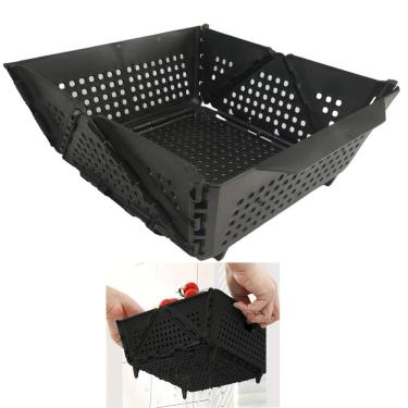 Imagem de Cesta Secar Frutas Verduras Vegetais Escorredor Alimentos Drenagem Cozinha Pia Escoa Dobravel Organizador Porta Objeto