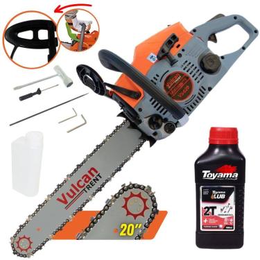 Imagem de Motosserra Á Gasolina Vulcan VS620 Motor 2T 62CC 4HP 11.000RPM Sabre 20” Robusta com Estrutura Resistente + ÓLEO TOYAMA 2T