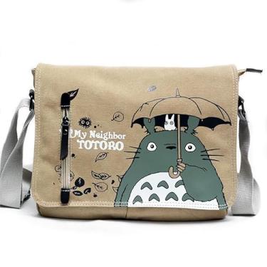 Imagem de Bolsa mensageiro anime feminina bolsa tiracolo de lona bolsa de ombro masculina mochila bolsa de peito pochete, Caqui