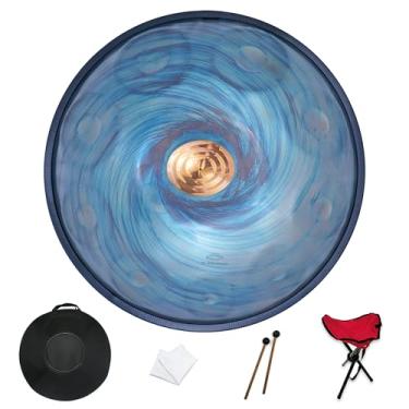 Imagem de GLADFRESIT Handpan, 56 cm, 10 notas, 440Hz, D menor, vem com suporte de panela, bolsa de mão, dois batedores e pano de poeira. (10 lados)