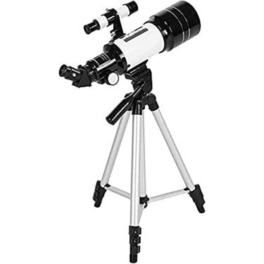 Imagem de Luneta refrator com tripé 5x24, filtro de lua, lente 3x para observação de estrelas, observação de pássaros, acampamento, telescópio astronômico de 70mm, branco, a