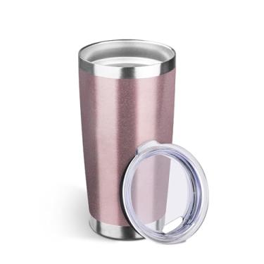 Imagem de StarSpeed Copo de 590 ml a granel com tampa, copos isolados de aço inoxidável, parede dupla, isolamento a vácuo, copos de café revestidos em pó para bebidas quentes e frias (ouro rosa, 1)