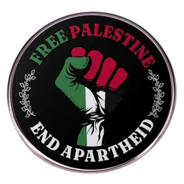Imagem de Free Palestine End Apartheid the Occupation Bandeira Palestina Punho Direitos Humanos Estado Gaza Cisjordânia Jerusalém Oriental Cadeia Quebra Correntes Esmaltadas 3 cm Crachá, 1.2 Inches, Esmalte,