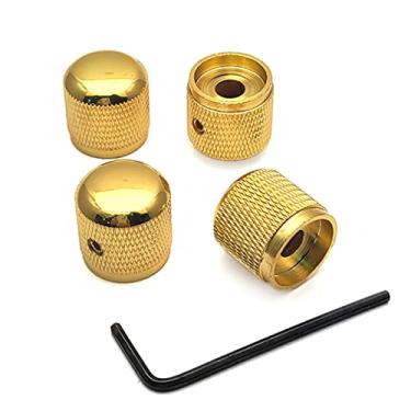 Imagem de SAPHUE Conjunto de 4 peças de botões de controle de velocidade de guitarra com teclas Allen Conjunto de parafusos para guitarra elétrica ou baixo Fender Strat Telecaster Gibson Les Paul (dourado)
