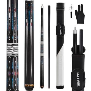 Imagem de Bastão de taco de sinuca com estojo, bastão de taco de piscina de fibra de vidro de 12,8 mm, kit de taco de sinuca profissional de 147 cm com luvas, aerador, 538 g (retângulo preto)