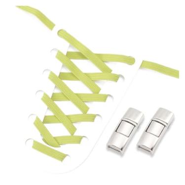 Imagem de No Tie Shoe Laces Men And Women Sneakers Metal Lock Lazy People Shoelace Elastic Shoelaces Shoe Accessories(Lemon yellow)