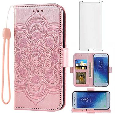 Imagem de Compatível com Samsung Galaxy J7 Star J 7 Crown 7J Refine 2018 J7V V 2ª geração carteira capa protetora de tela de vidro temperado flip capa suporte de cartão celular para Glaxay Aura S767VL SM J737V