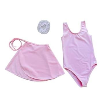 Imagem de Roupa de ballet infantil - Regata, Saia e Redinha (Rosa, 6 anos)