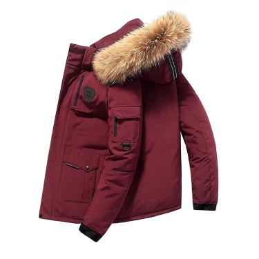 Imagem de Jaqueta masculina de penas grande ganso outono e inverno casaco engrossado estilo canadá casaco de neve quente, vermelho, S