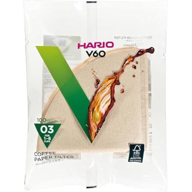 Imagem de Hario Filtro de café de papel V60, tamanho 03, natural, 100 unidades